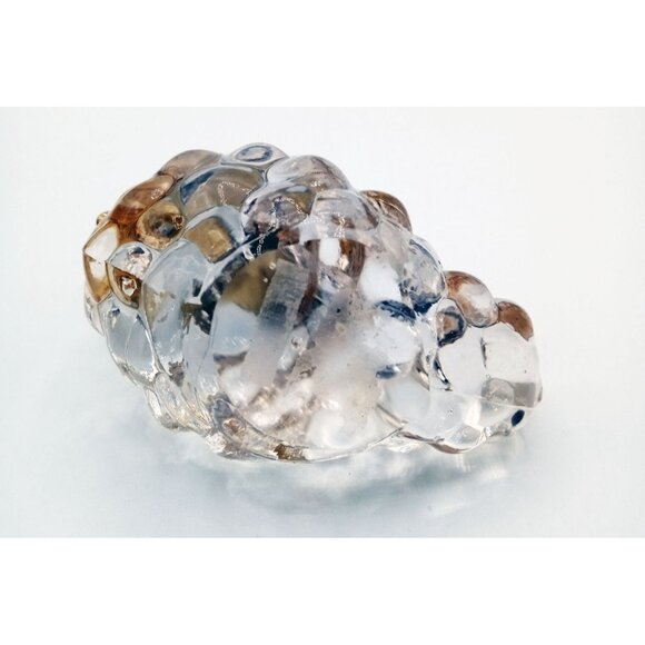 Paperweight Grapes Cluster Gold Leaf Clear Glass Vintage 4 Inch Kitchen Dining - Picture 9 of 14